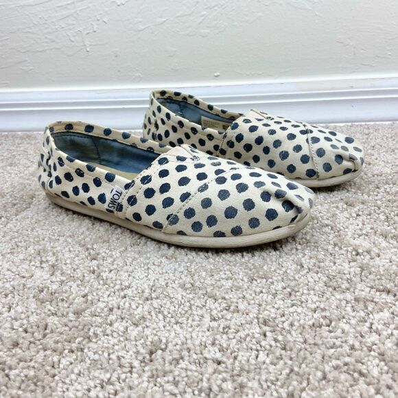 Toms Classic Canvas Polka Dot Slip-On Flats - Picture 1 of 6